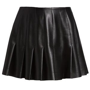Alice and Olivia Carter Vegan Leather Pleated Miniskirt in Black
